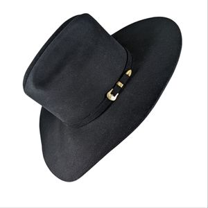 Beaver Brand Hats Black Genuine Fur Felt Western Cowboy Hat Size 6.5-54 5X
